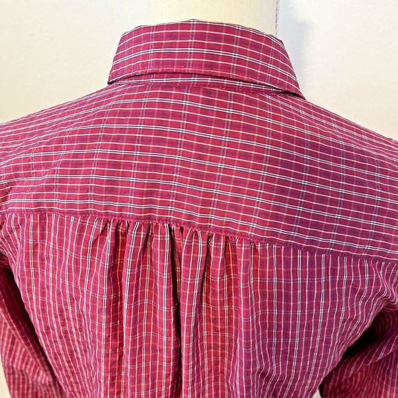 Eddie Bauer Womens Long Sleeve Button Front Top size SP Pink White Pinstriped - Picture 4 of 10